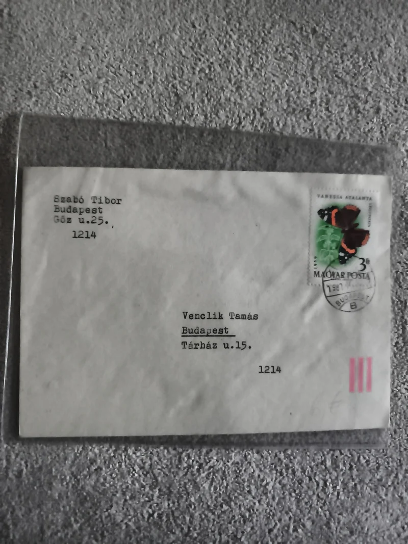 Lettre affranchie Hongrie papillon Vanessa atalanta timbre Magyar Posta philatél