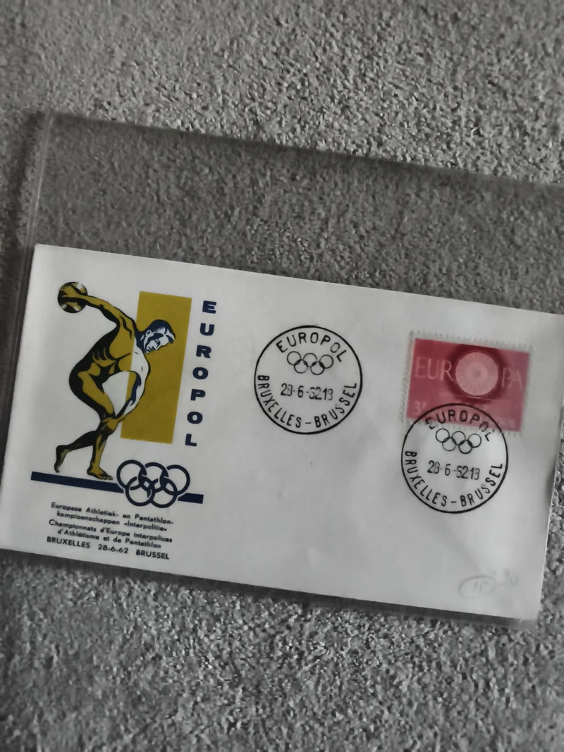Lettre premier jour Europol Bruxelles 1962 Olympisme philatélie cachet JO