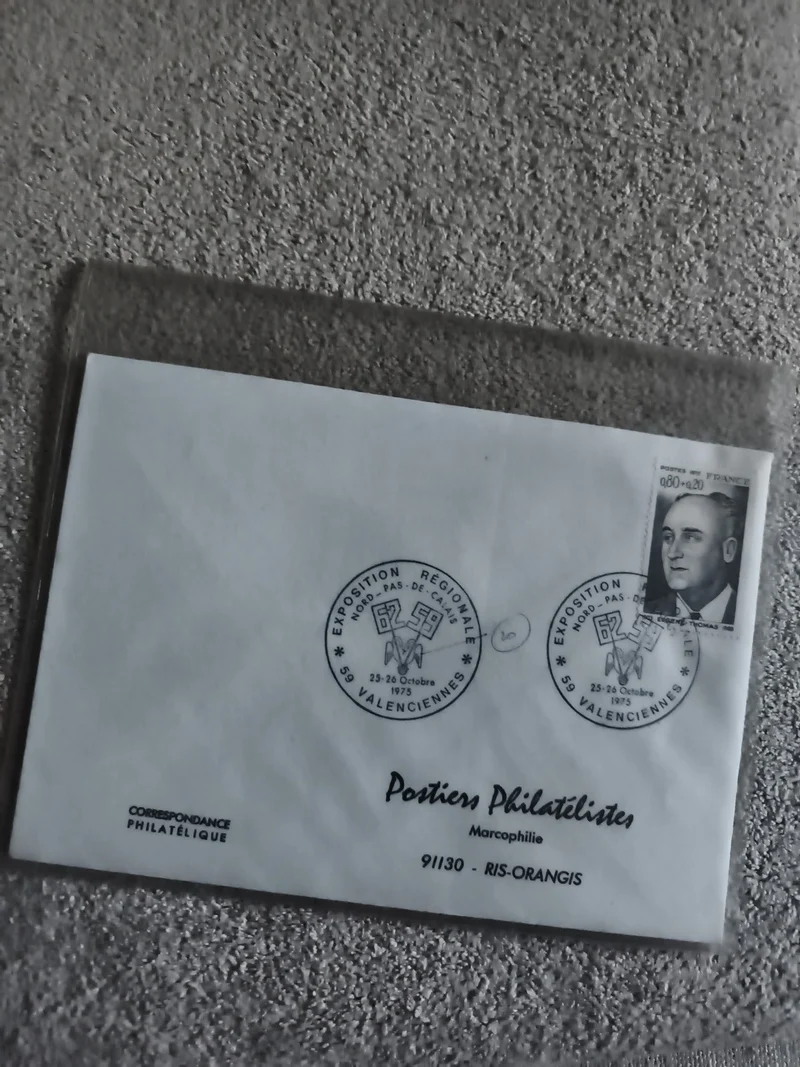 Lettre philatélique Exposition Régionale 1975 Valenciennes Postiers Philatéliste