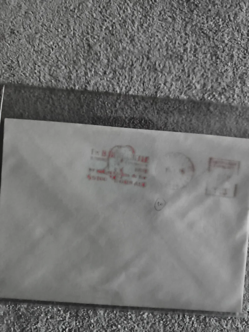 Lettre affranchie oblitérée France cachet rouge philatélie enveloppe (Ref 27)