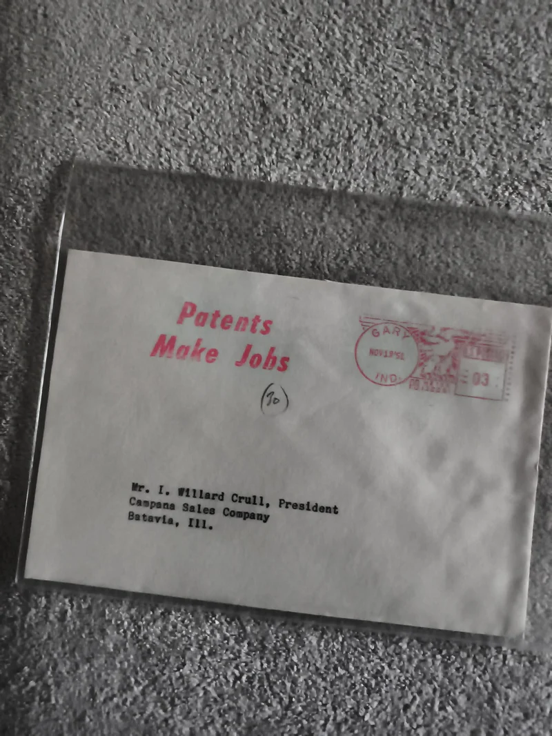 Lettre affranchie USA 1951 "Patents Make Jobs" Batavia Ill. philatélie (Ref 27)