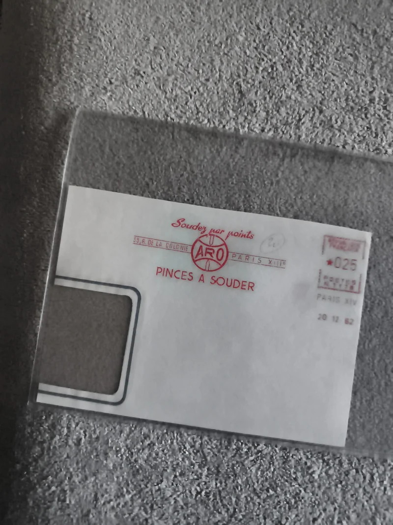 Lettre commerciale ARO 1982 Paris affranchissement rouge philatélie soudure