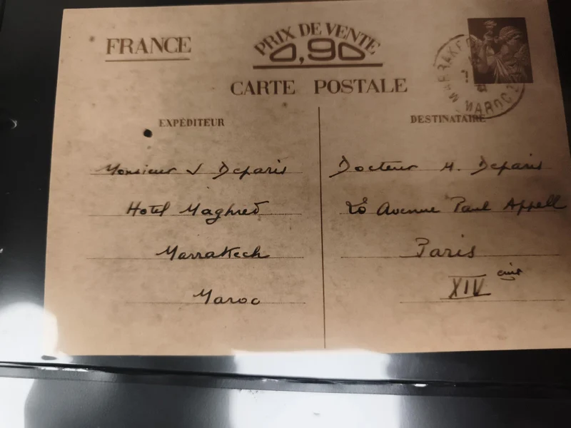 Carte postale France Maroc timbre 0,90c oblitérée expéditeur Marrakech