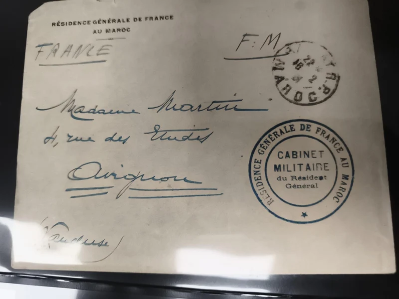 Lettre militaire FM Résidence Générale France Maroc Avignon cachet philatélie