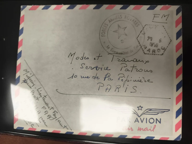 Lettre Par Avion Forces Armées Royales Maroc FM enveloppe philatélie Paris