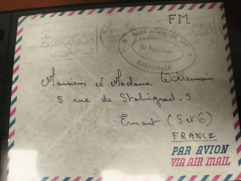 Lettre Base Aérienne Rabat-Salé FM Par Avion enveloppe philatélie Maroc France