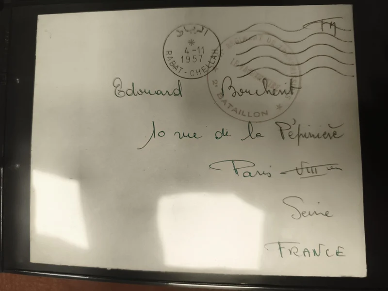 Lettre oblitérée 1957 Rabat-Chellah Paris militaire France philatélie