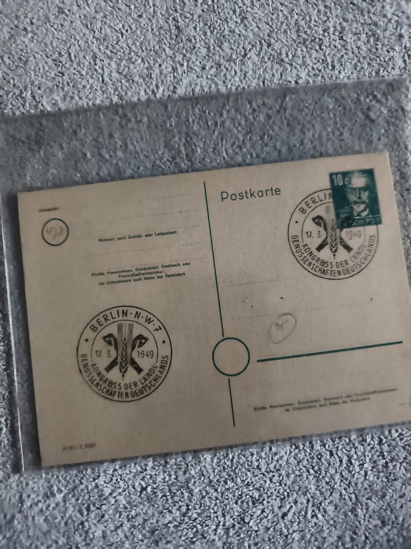 Carte postale Berlin 1949 timbre 10 Pf congrès Allemagne philatélie (Ref 27)