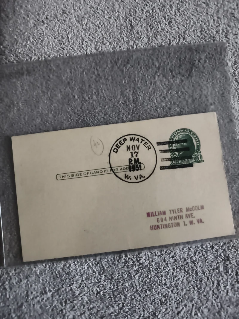 Carte postale USA oblitérée Deep Water 1931 philatélie West Virginia (Ref 27)