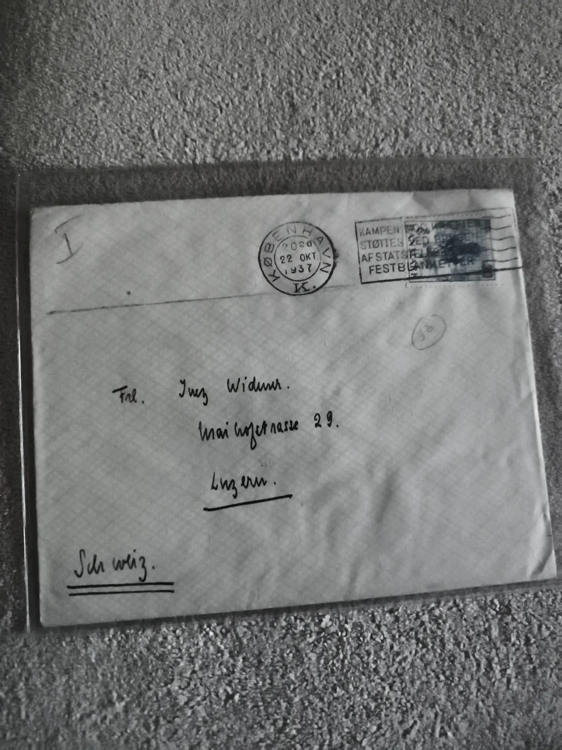 Lettre oblitérée Kobenhavn 1937 Suisse philatélie enveloppe poste (Ref 27)