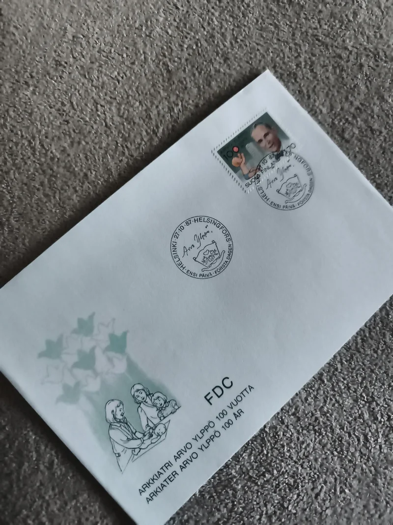 Enveloppe FDC Arvo Ylppö 100 vuotta Finlande 1987 timbre oblitéré philatélie