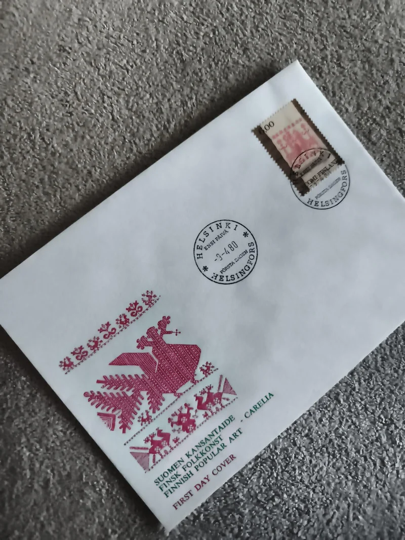 Lettre 1er Jour Finlande 1980 Helsinki FDC Art Populaire Carelia Philatélie