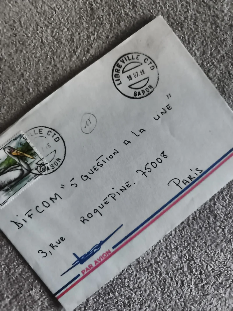 Lettre affranchie Gabon 1987 Libreville CTO timbre oiseau Par Avion philatélie