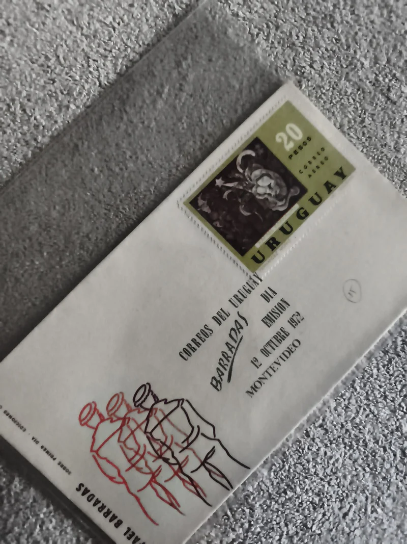 Lettre premier jour Uruguay Barradas 1972 timbre 20 Pesos philatélie FDC