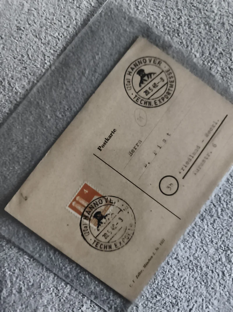 Carte postale oblitérée Hannover 1927 timbre 4 Pfennig Allemagne philatélie (Ref