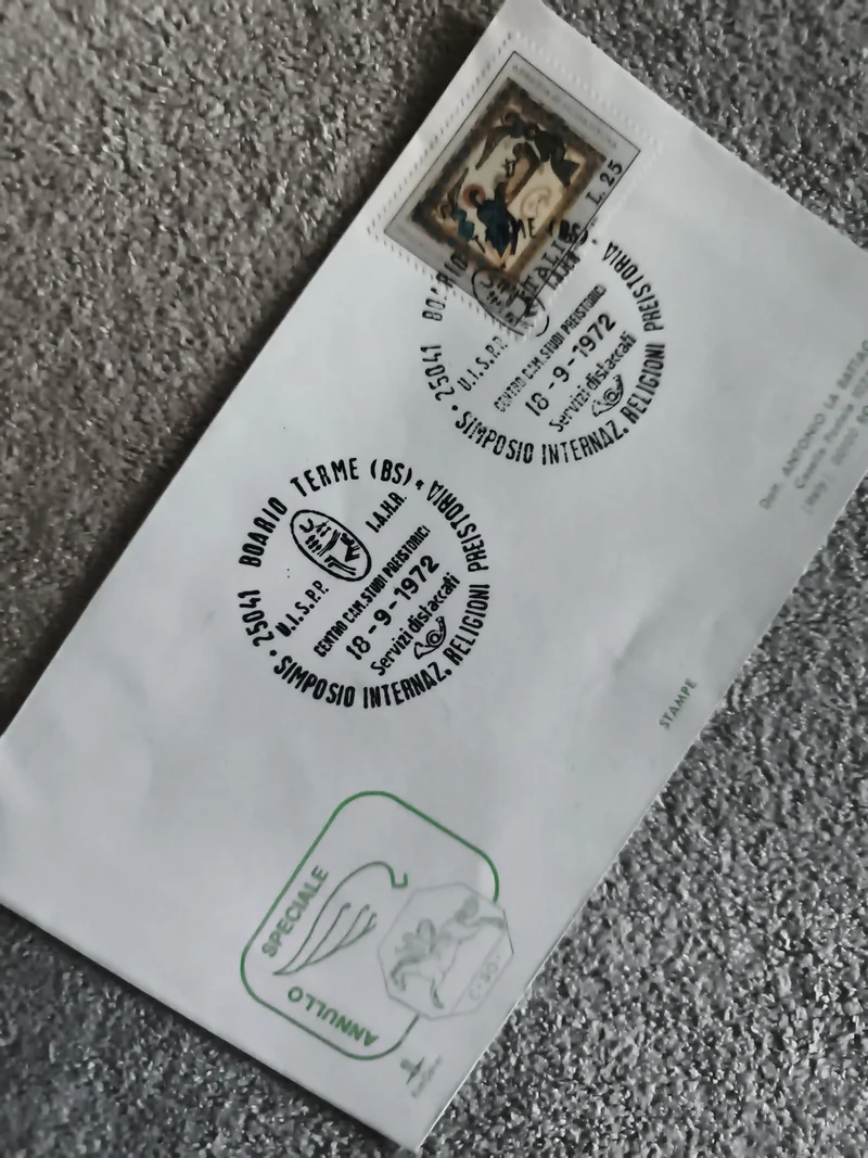Lettre premier jour Italie 1972 oblitération Boario Terme philatélie religion