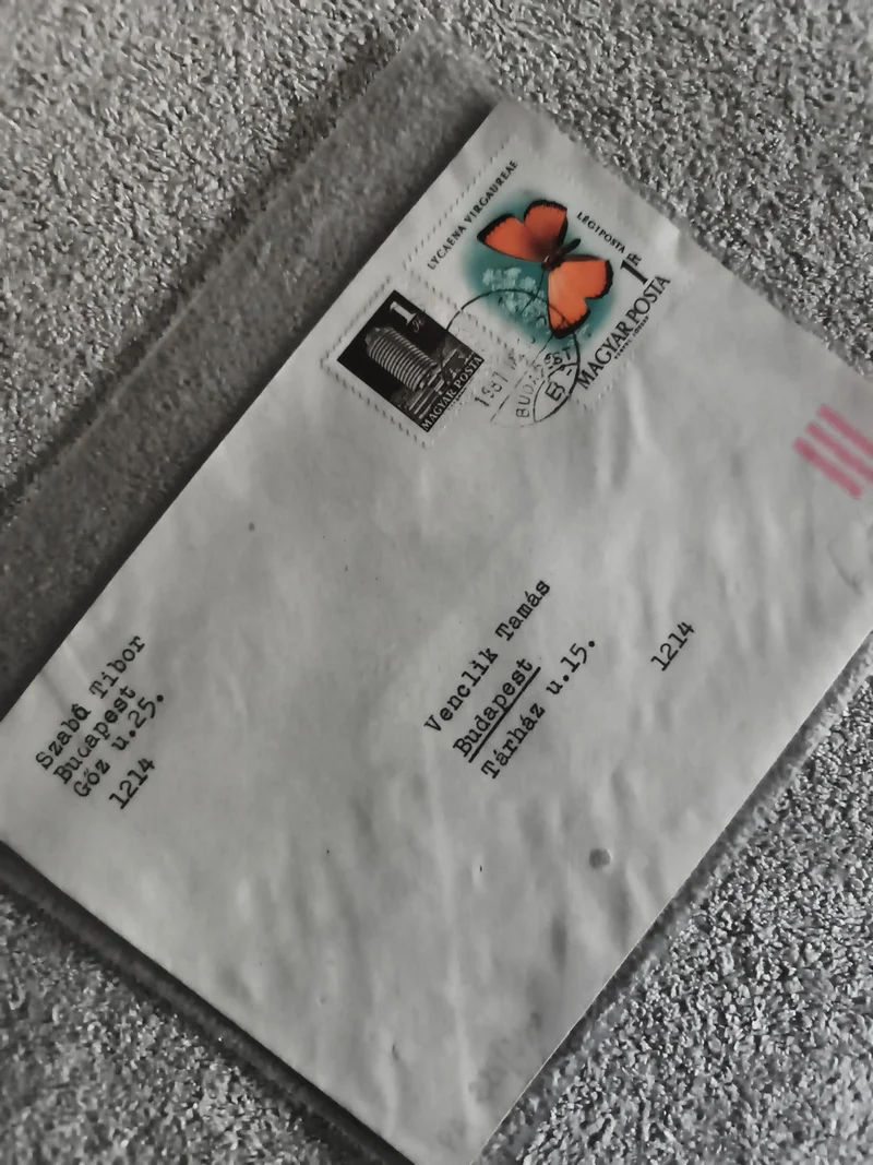 Lettre affranchie timbres Hongrie MAGYAR POSTA papillon oblitérée philatélie (Re