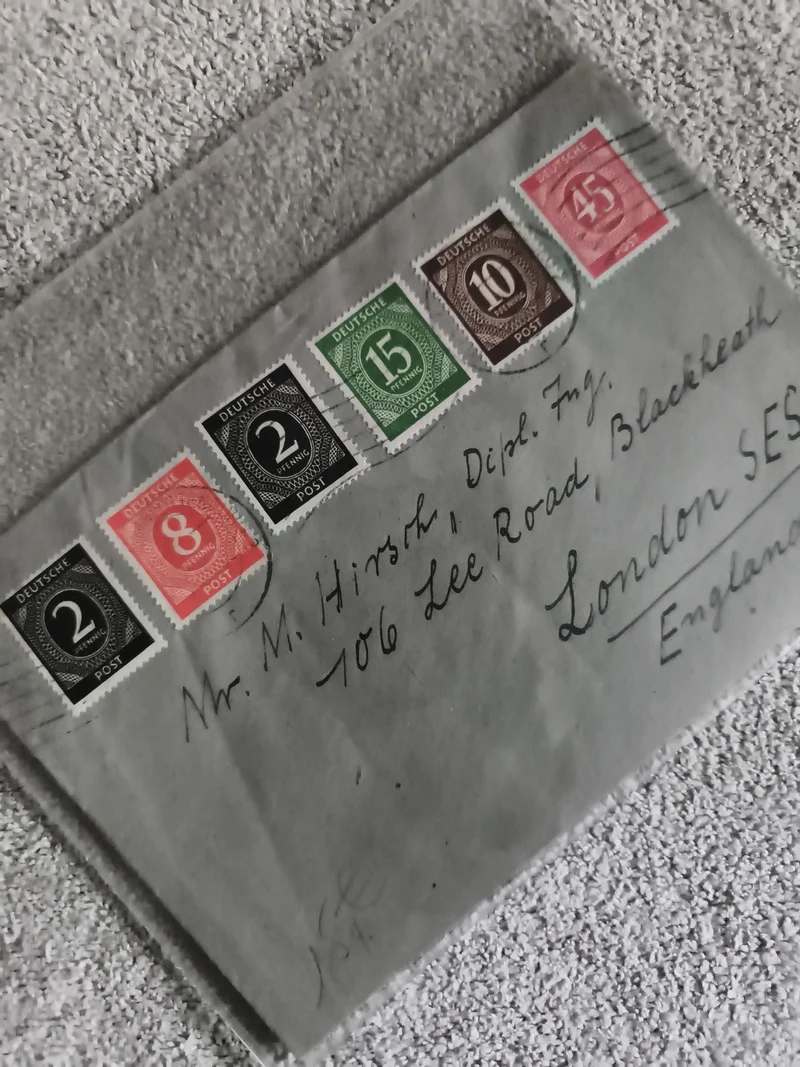 Lettre affranchie timbres Deutsche Post Allemagne multicolores philatélie (Ref 2