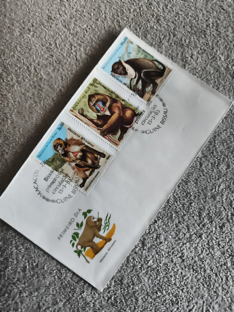 Lettre Premier Jour Guinée-Bissau singes Macacos Africanos 1983 philatélie (Ref
