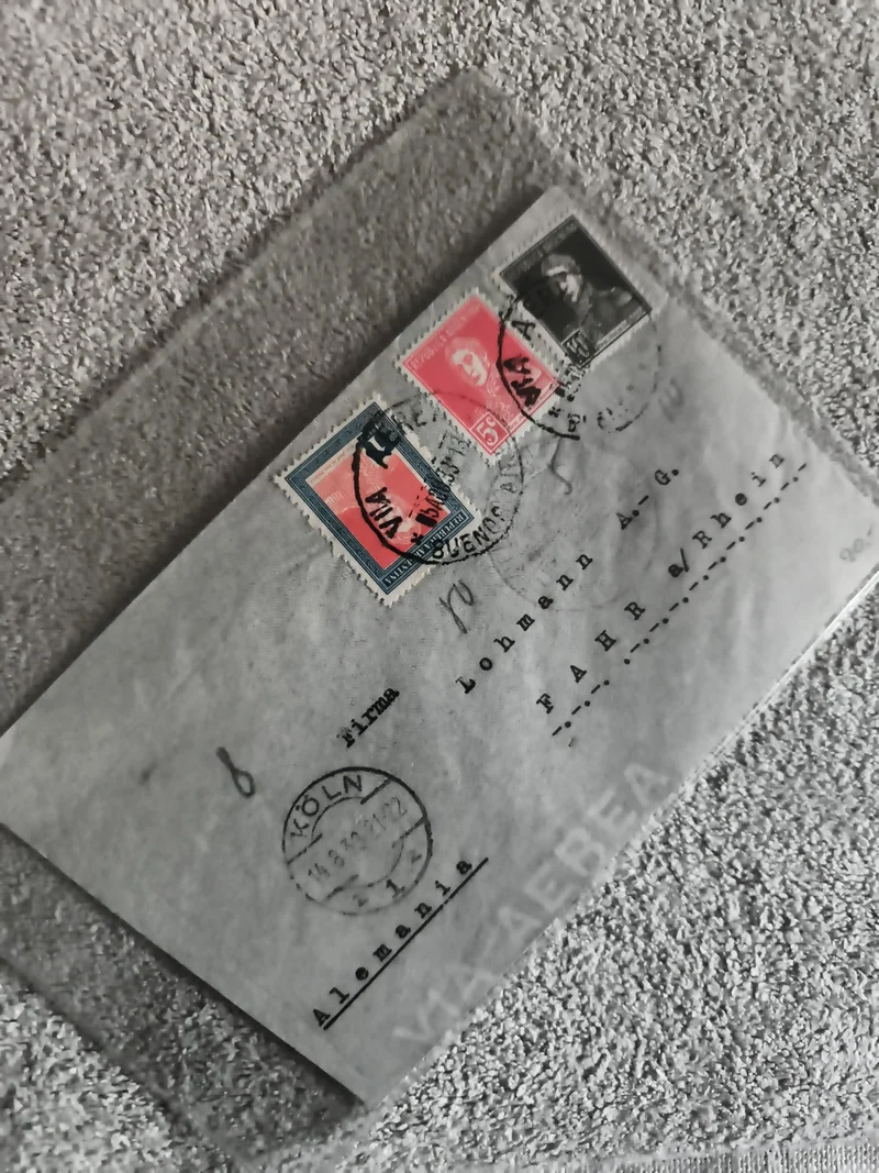 Lettre affranchie timbres Allemagne oblitérés Köln philatélie courrier postal (R