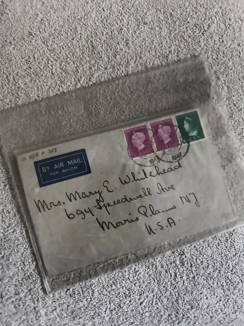 Lettre aérienne affranchie Pays-Bas timbres NEDERLAND 1947 philatélie (Ref 27)