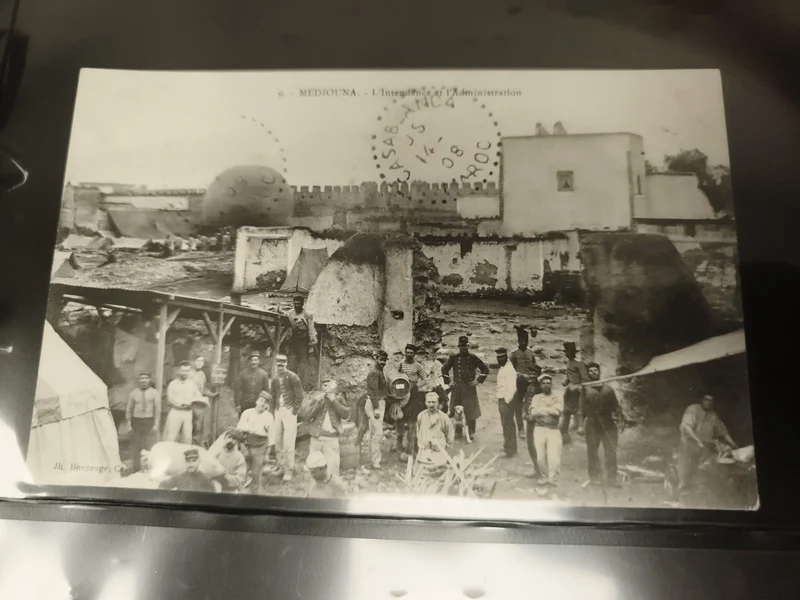 Carte postale ancienne Médiouna Maroc camp militaire 1908 philatélie
