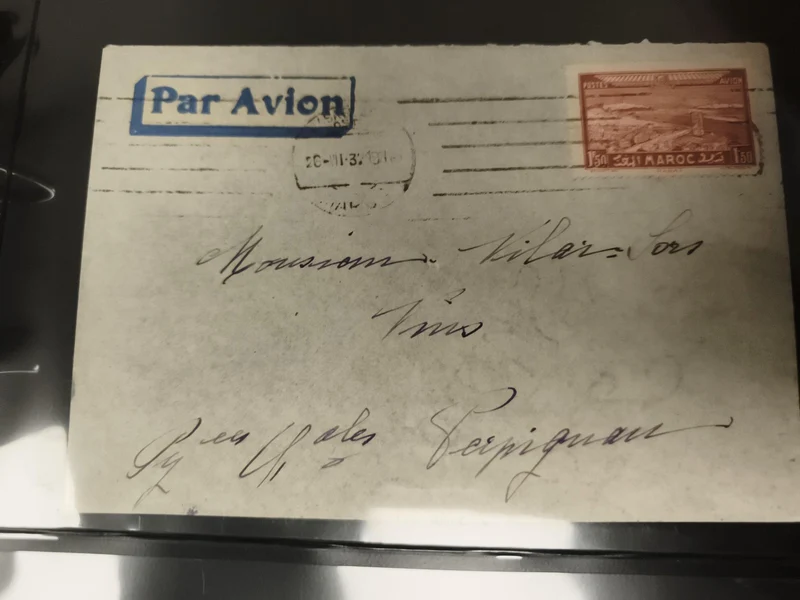 Lettre avion affranchie Maroc 1,50 timbre paysage cachet Par Avion philatélie