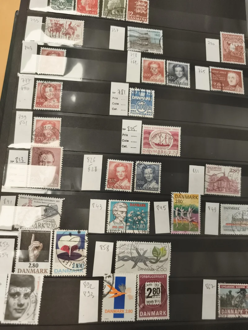 Timbres DANEMARK oblitérés lot thématique personnages, événements, 2.80, 100 øre