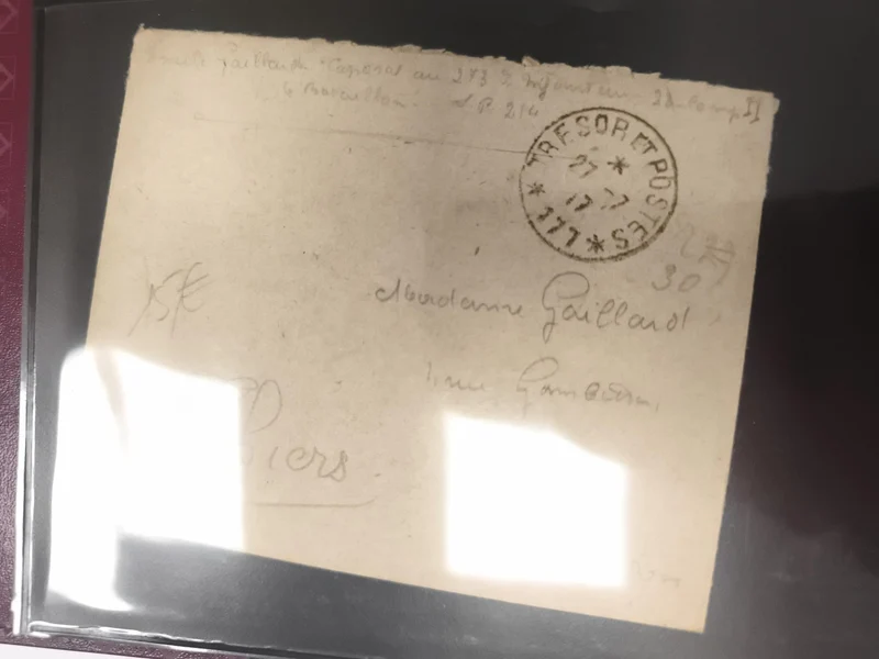 Lettre militaire oblitérée Trésor et Postes 177 septembre philatélie France