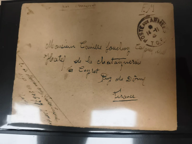 Lettre militaire Poste aux Armées 1916 enveloppe manuscrite France Puy-de-Dôme