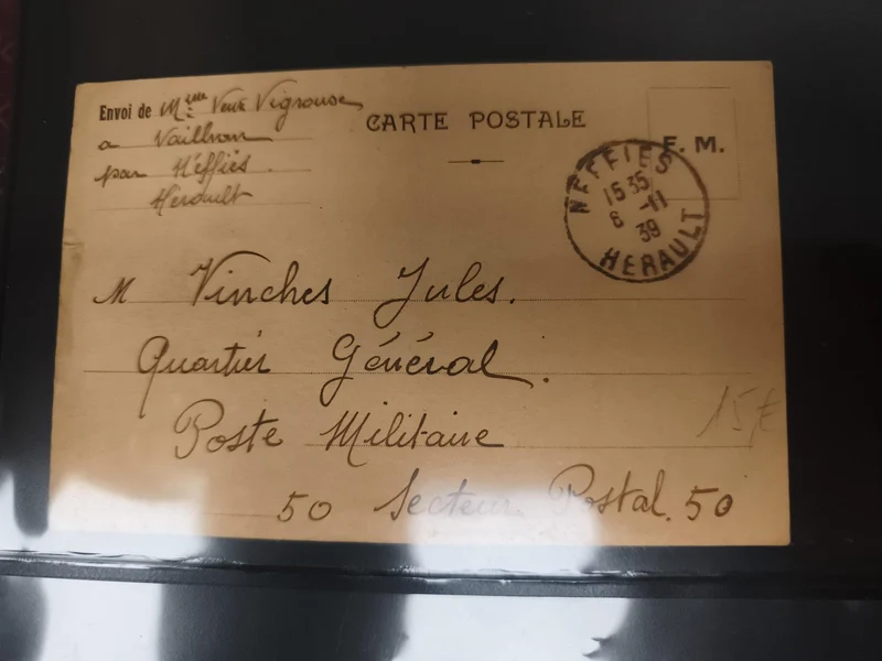 Carte postale militaire France 1939 Hérault FM oblitérée philatélie