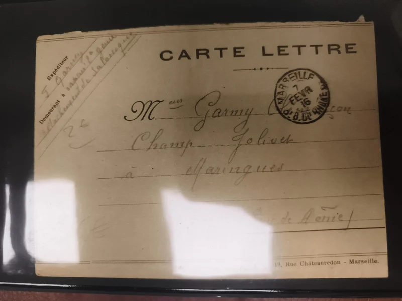 Lettre ancienne oblitérée Marseille 1916 philatélie correspondance France