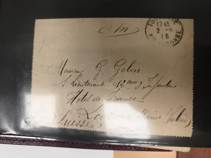 Lettre ancienne manuscrite Suisse France tampon 1916 philatélie postal