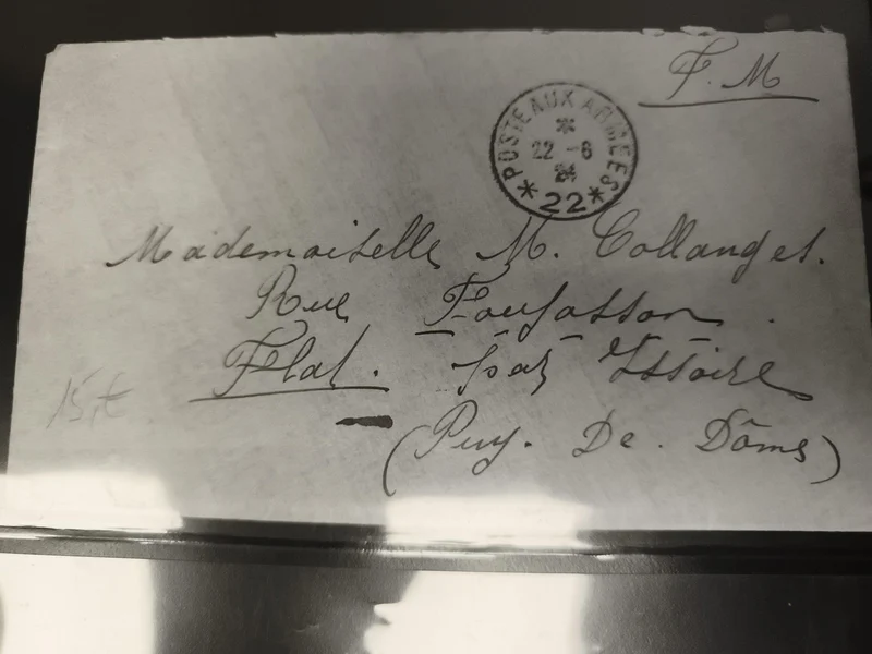 Lettre Poste aux Armées 22-6-16 oblitérée, manuscrit P.M., philatélie France