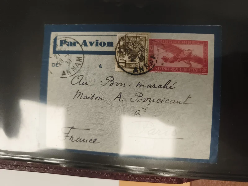 Lettre aérienne Indochine 1931 timbres Paris Bon Marché philatélie