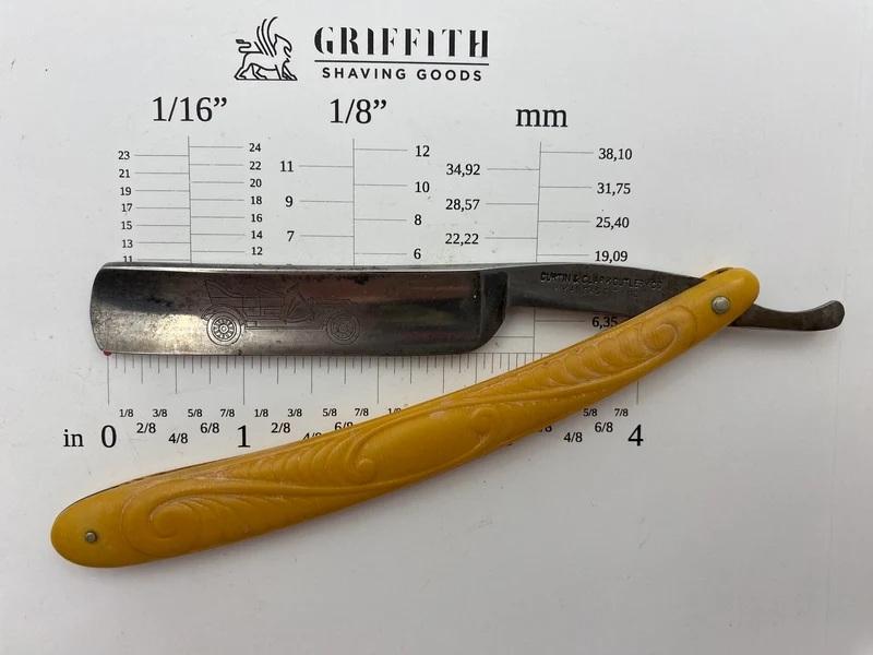 Vintage Curtin & Clark Automobile Etch & Fancy Scales American Razor for Restoration