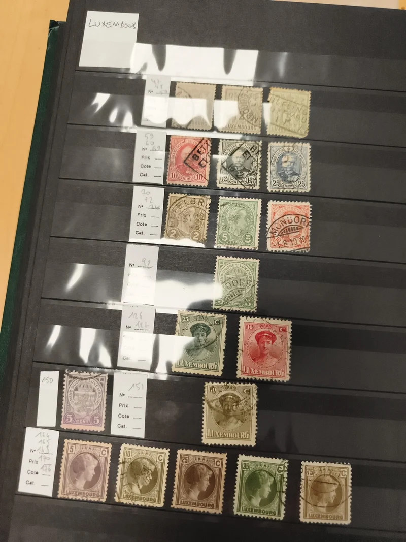 Timbres Luxembourg anciens oblitérés, lot philatélie, profils et portraits