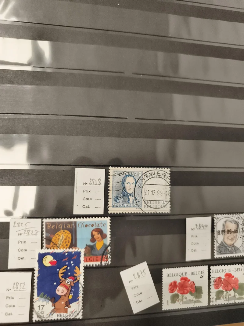 Lot 6 timbres Belgique oblitérés chocolat fleurs animaux personnages