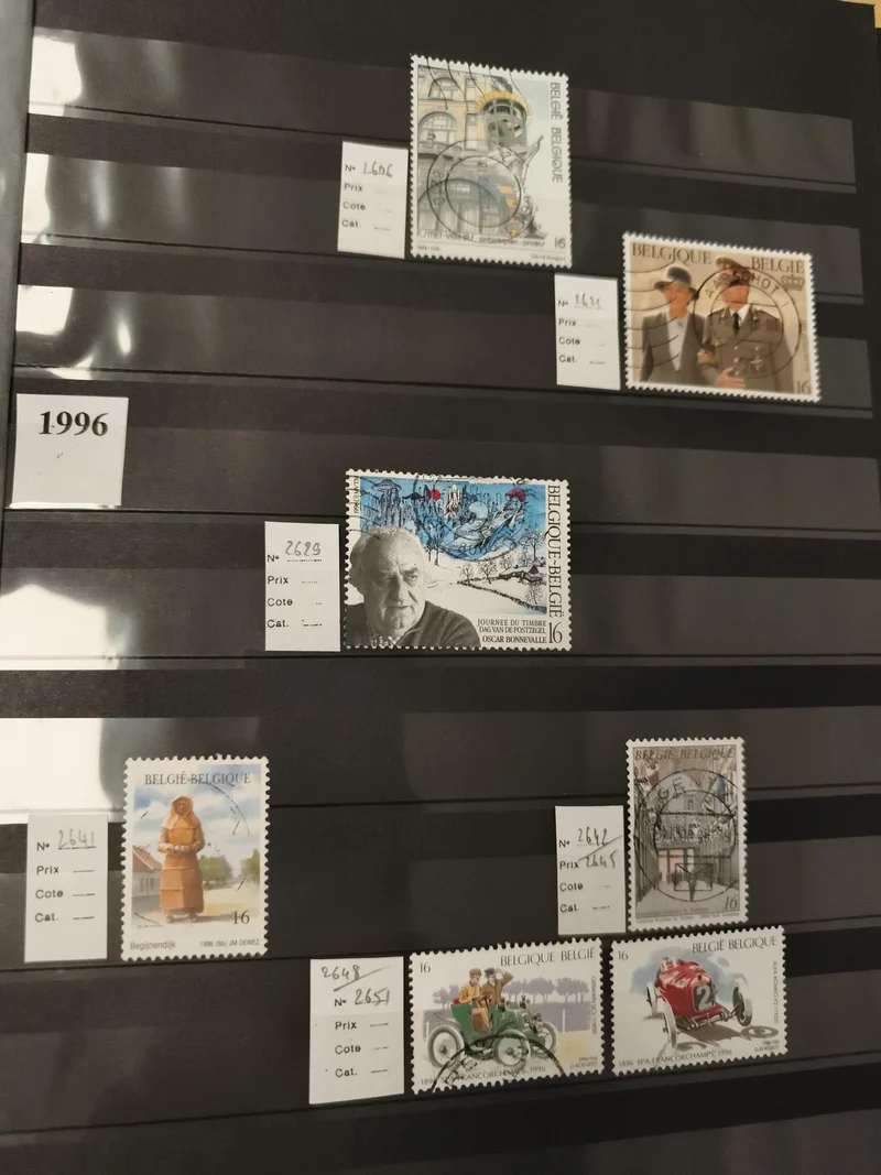 Timbres oblitérés Belgique 1996 thématiques architecture auto Oscar Bonnevalle