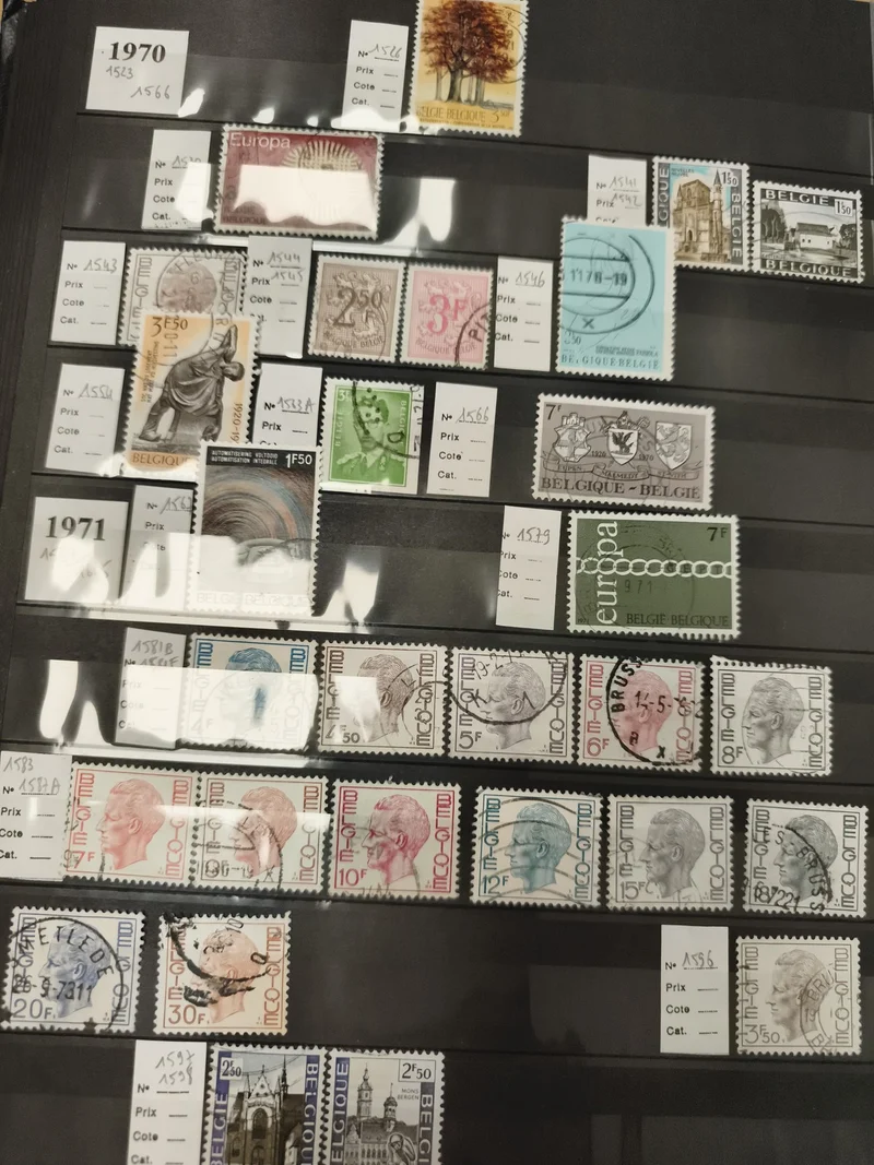 Timbres Belgique 1970-1971 lot varié oblitérés thématiques et portraits Philatél