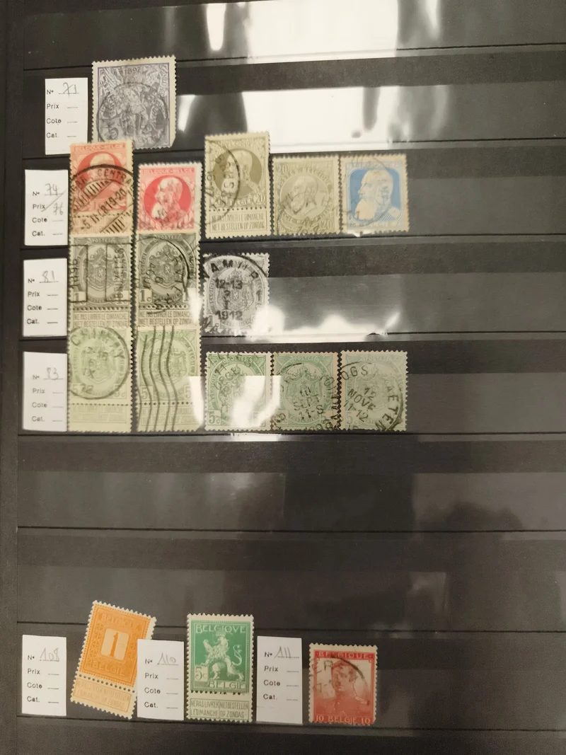 Timbres poste Belgique anciens oblitérés x14 – motifs roi, lion, divers