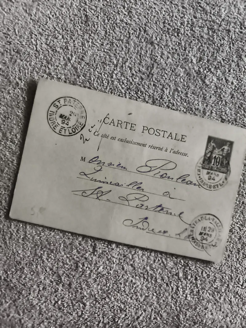 Carte postale timbrée France 10c 1924 oblitération St Patrice philatélie (Ref 1)