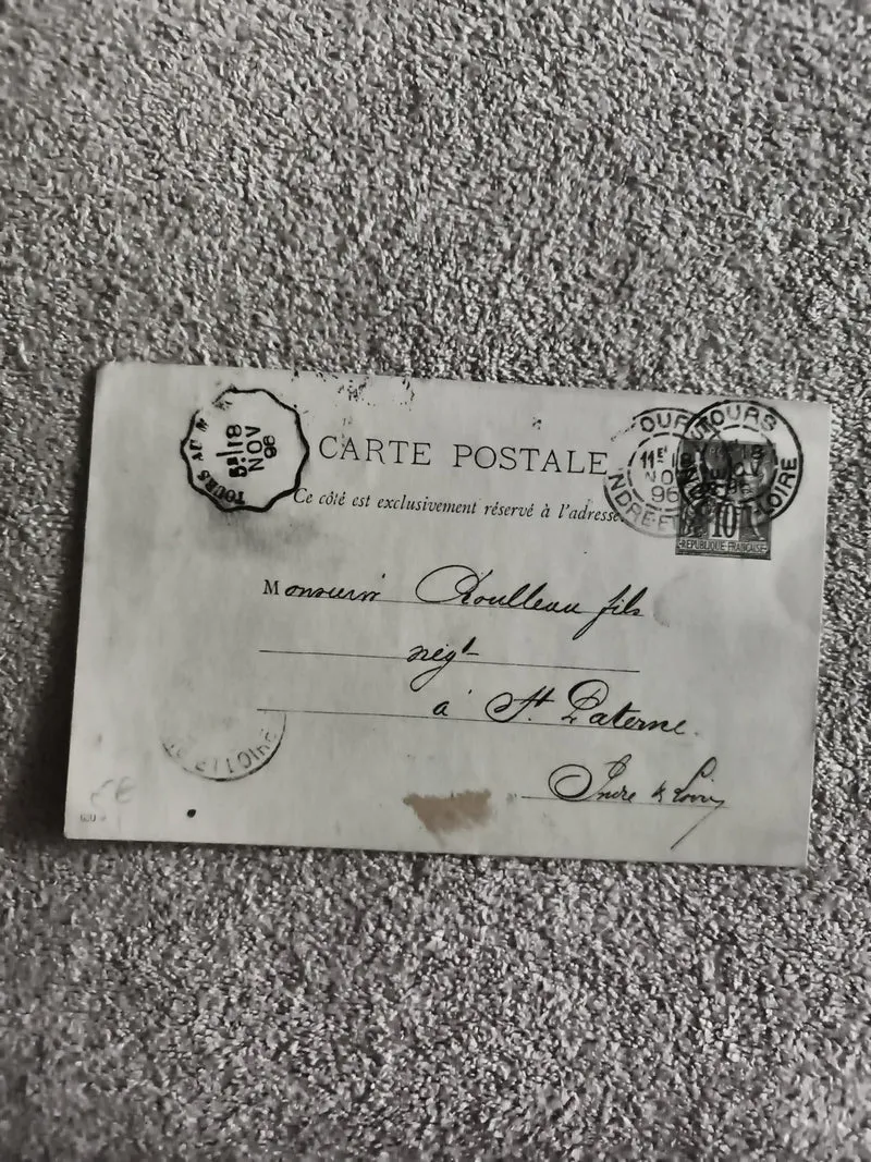 Carte postale affranchie 1906 Tours Indre-et-Loire, timbre 10c, philatélie (Ref