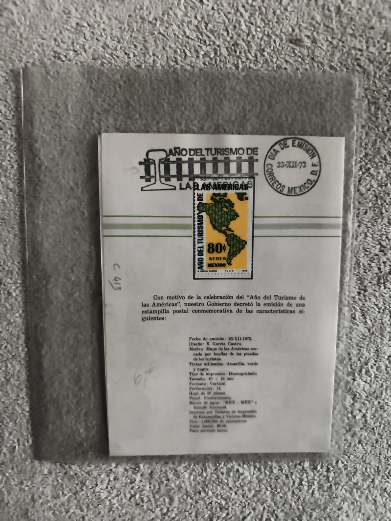 Bloc souvenir philatélique Mexique 1972 « Año del Turismo de las Américas » 80c