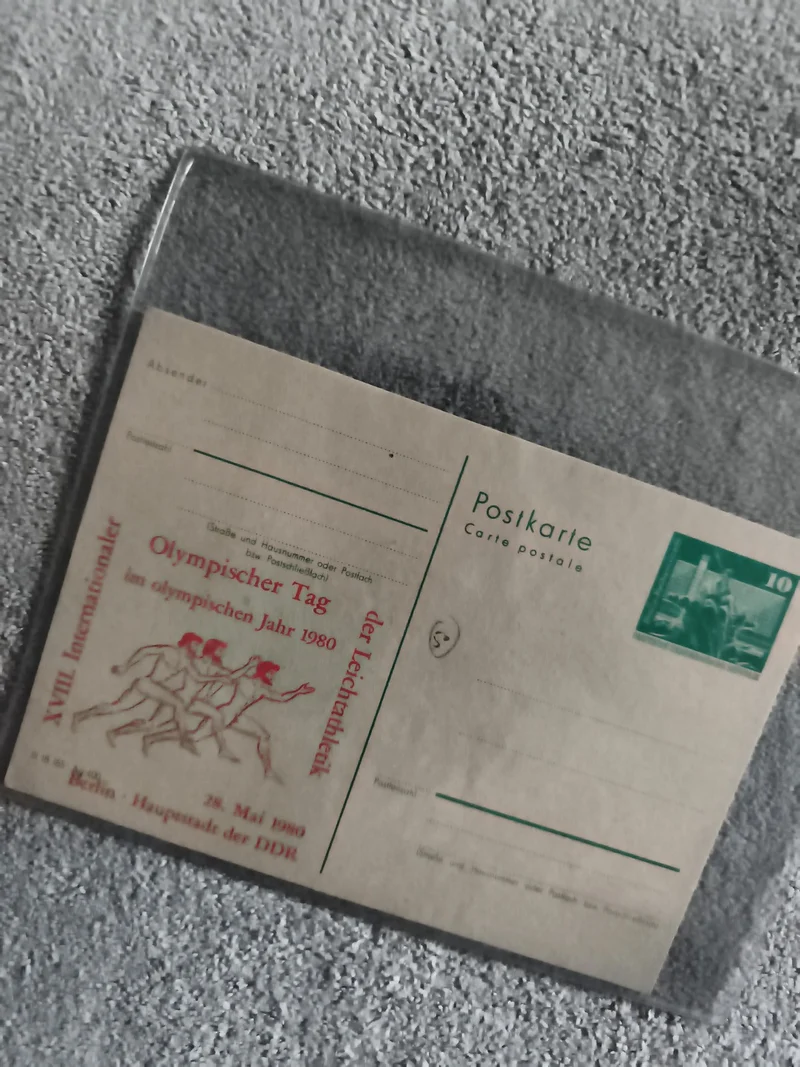 Carte postale DDR 1980 Olympischer Tag Berlin athlétisme philatélie (Ref 1)