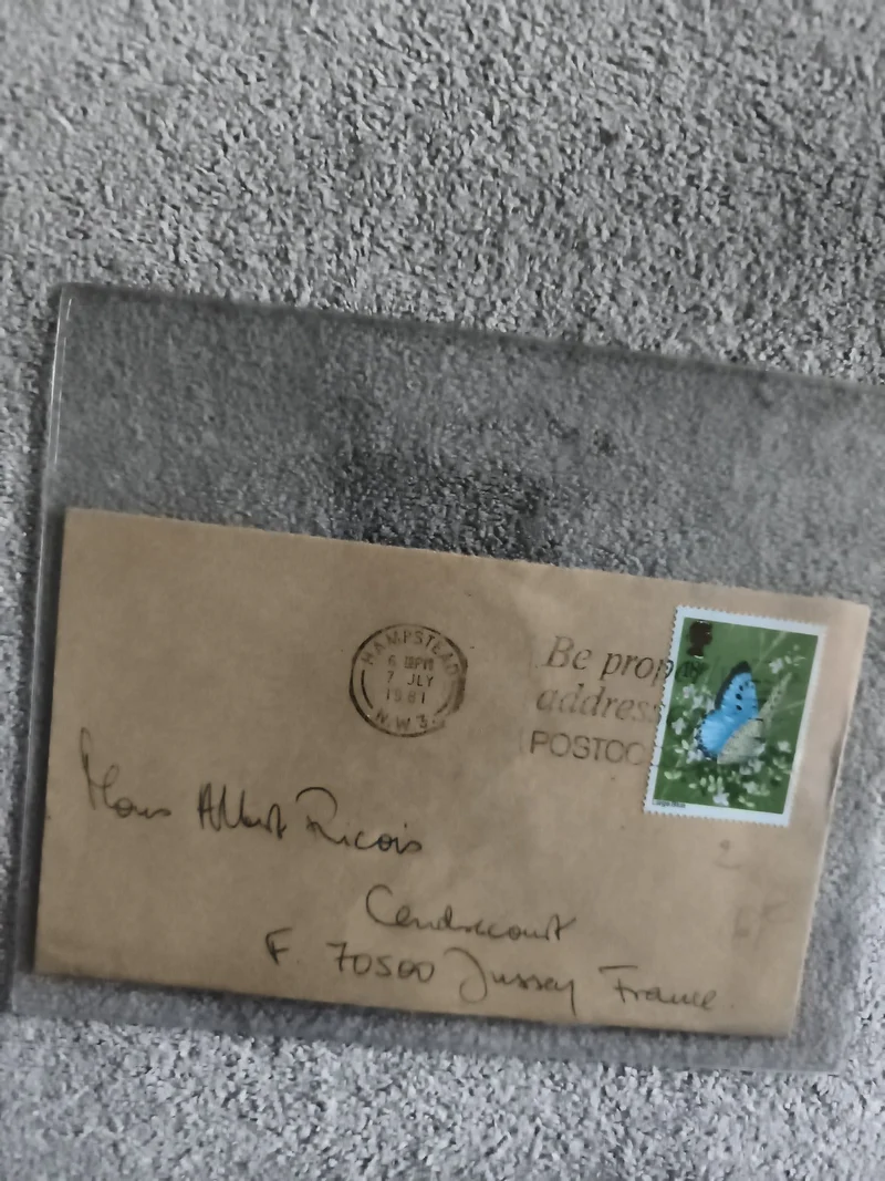 Lettre affranchie timbre papillon 1981 Hampstead philatélie (Ref 1)