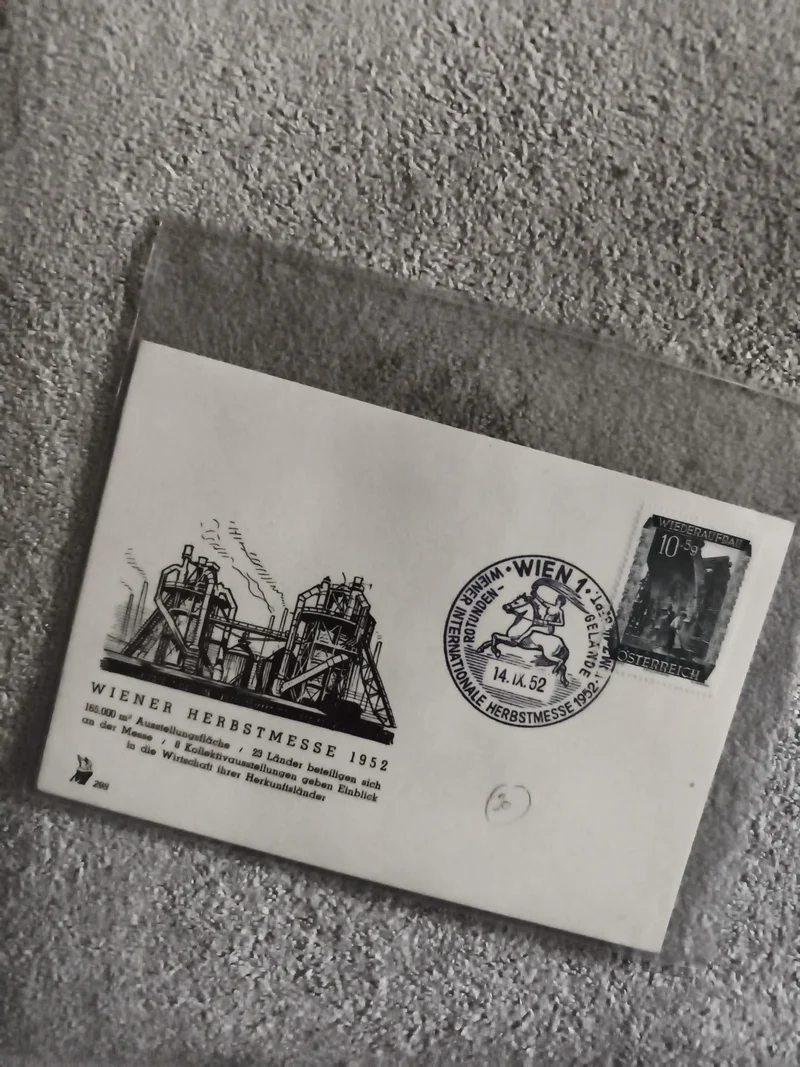 Lettre premier jour Wiener Herbstmesse 1952 Autriche cachet philatélie (Ref 1)