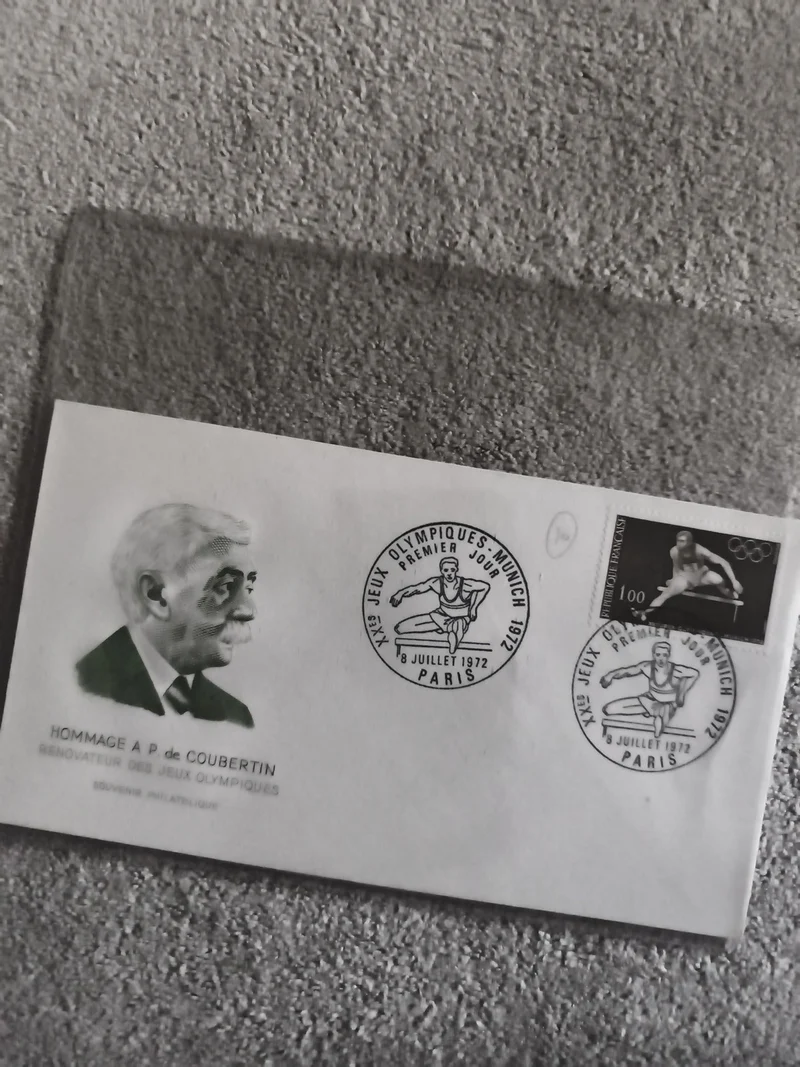 Lettre Premier Jour Jeux Olympiques 1972 Paris, Hommage Coubertin, philatélie (R