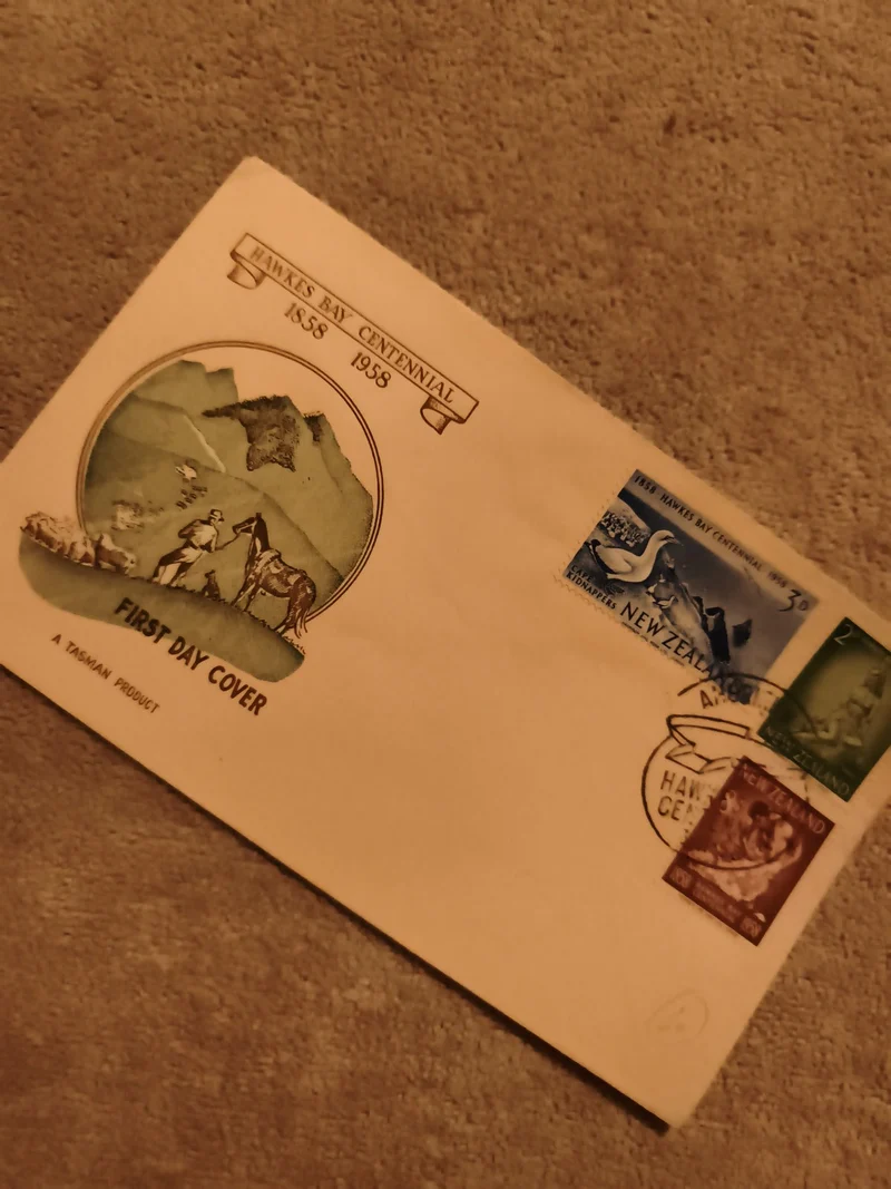 Lettre premier jour Hawke’s Bay 1958 Nouvelle-Zélande philatélie FDC (Ref 1)