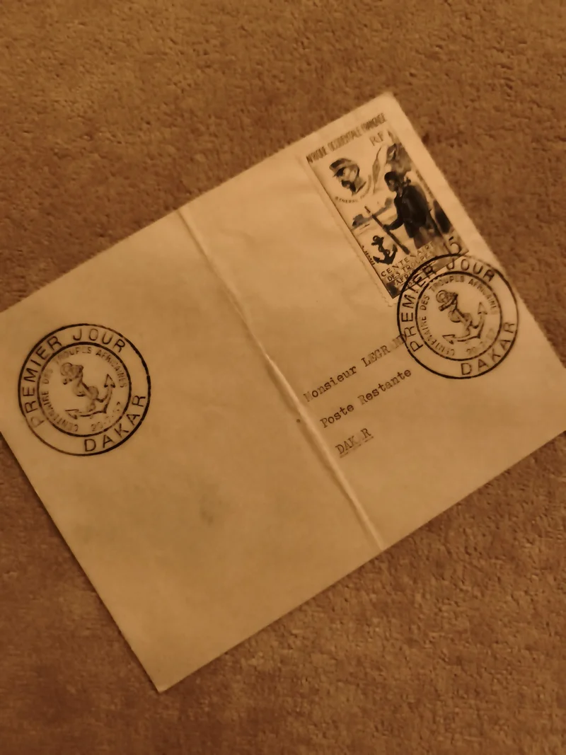 Lettre Premier Jour Dakar Sénégal timbre Marine 1960s Philatélie (Ref 1)